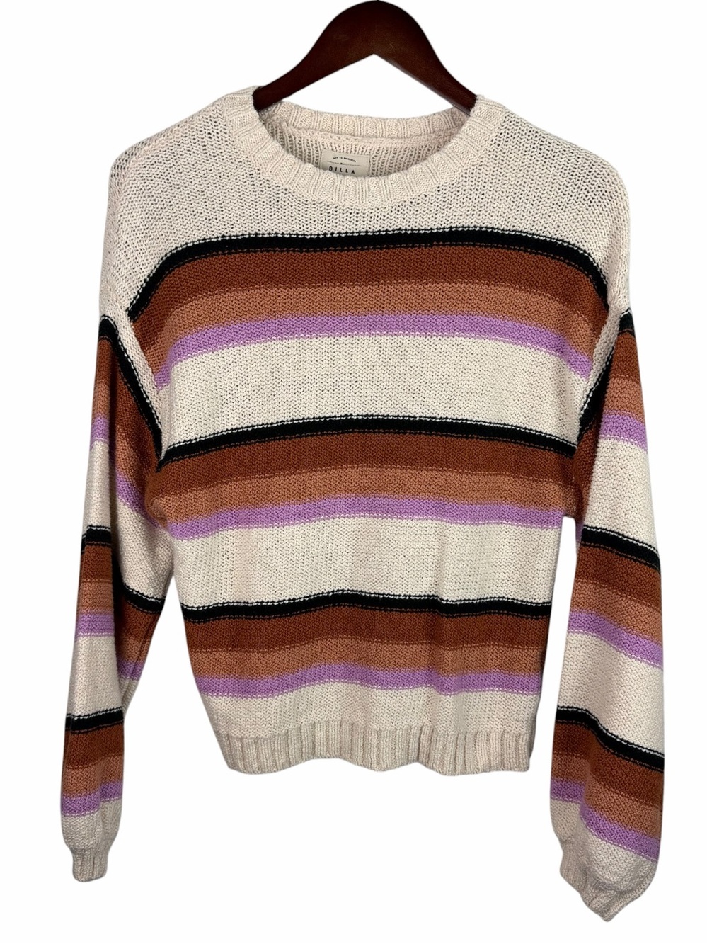 Billabong | Cream Multiple Color Stripe Seeing Double Sweater